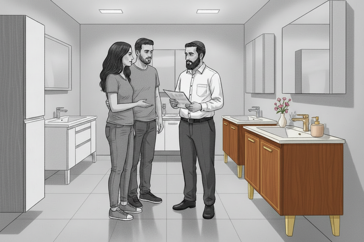 ארון אמבטיה מעץ – חום, טבעיות וסטייל לחדר הרחצה